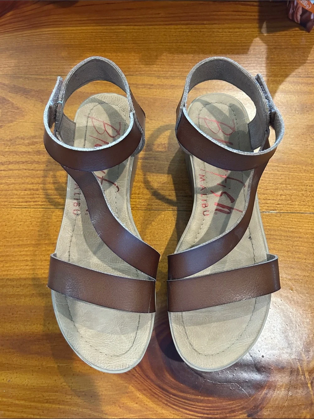 Blowfish Brown Leather Strappy Ankle Sandals